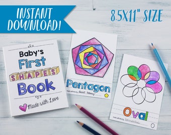 Baby's First Shapes Coloring Book / Baby Shower Activity / PDF Download 8.5x11"