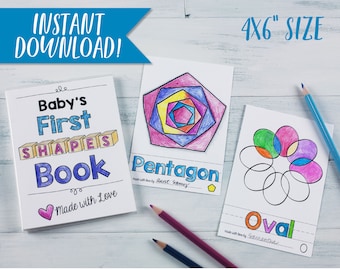 Baby's First Shapes Coloring Book / Baby Shower Activity / PDF Download 4x6"