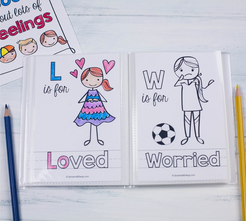 Feelings and Emotions Coloring Book / Personalized Feelings and Emotions Cards / PDF Download image 3