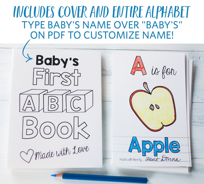 ABC Book and 123 Book Bestselling Bundle, Book Baby Shower Activity Keepsake, PDF Download 5x7 image 3