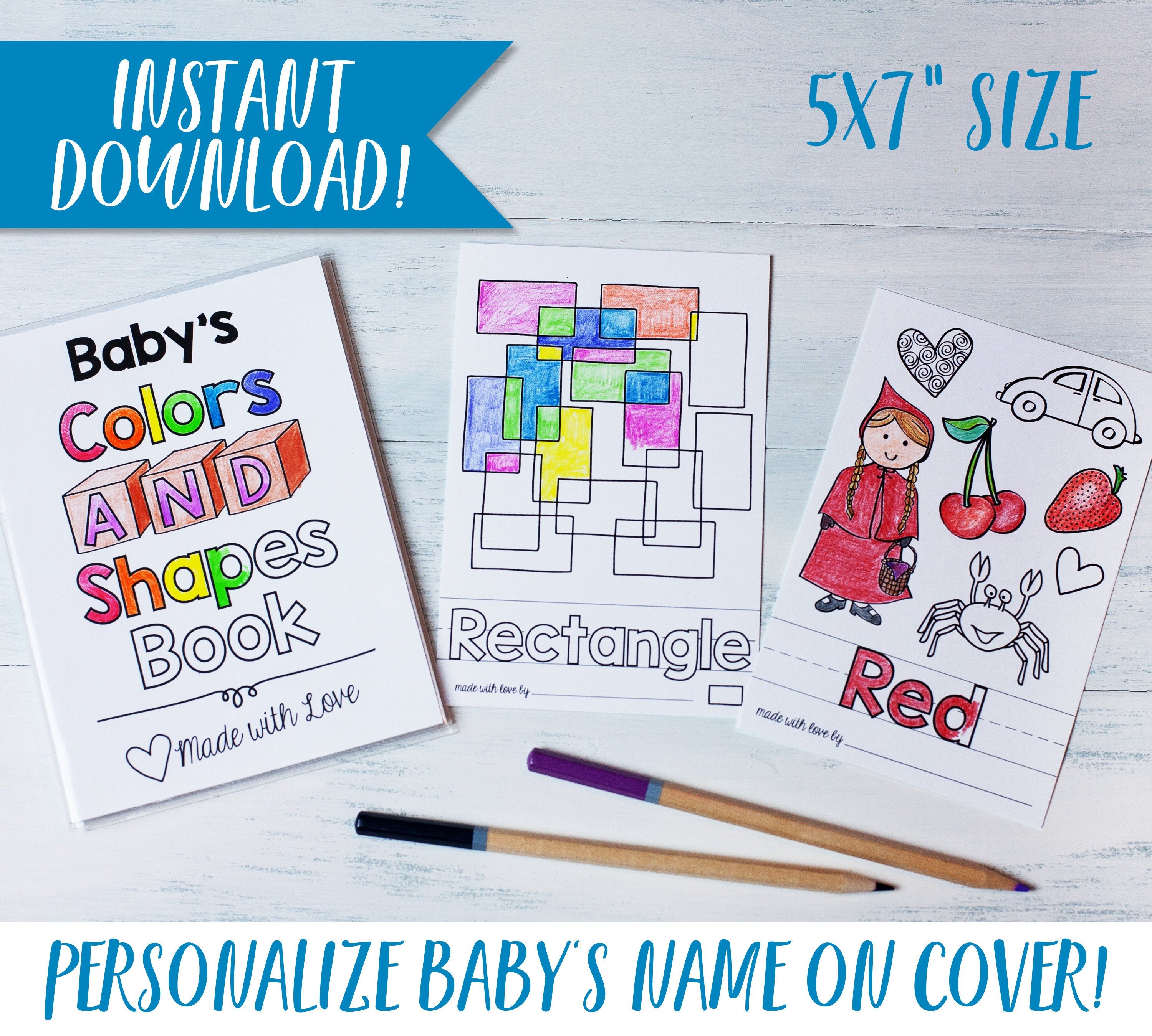 Download Baby S First Colors And Shapes Coloring Book Baby Shower Etsy