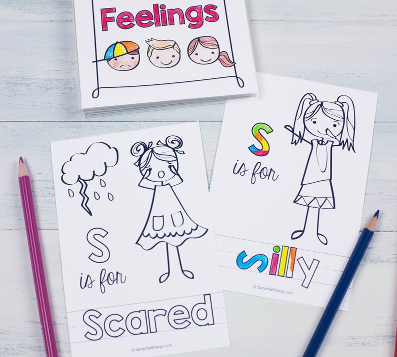 Feelings and Emotions Coloring Book / Personalized Feelings and Emotions Cards / PDF Download image 5
