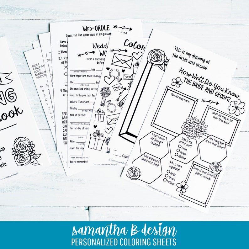 A fun, personalized wedding activity book for your wedding reception