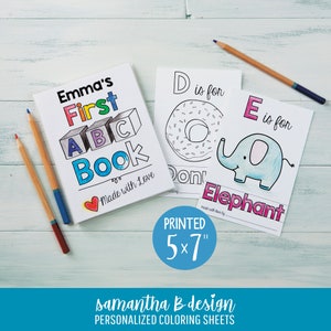 A set of 5x7" illustrated ABC Cards with a flexible, plastic album included for the final pages. Each guest can color a page and sign the bottom.