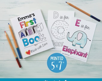 Libro para colorear personalizado del abecedario: Actividad para baby shower, impreso en 5x7"