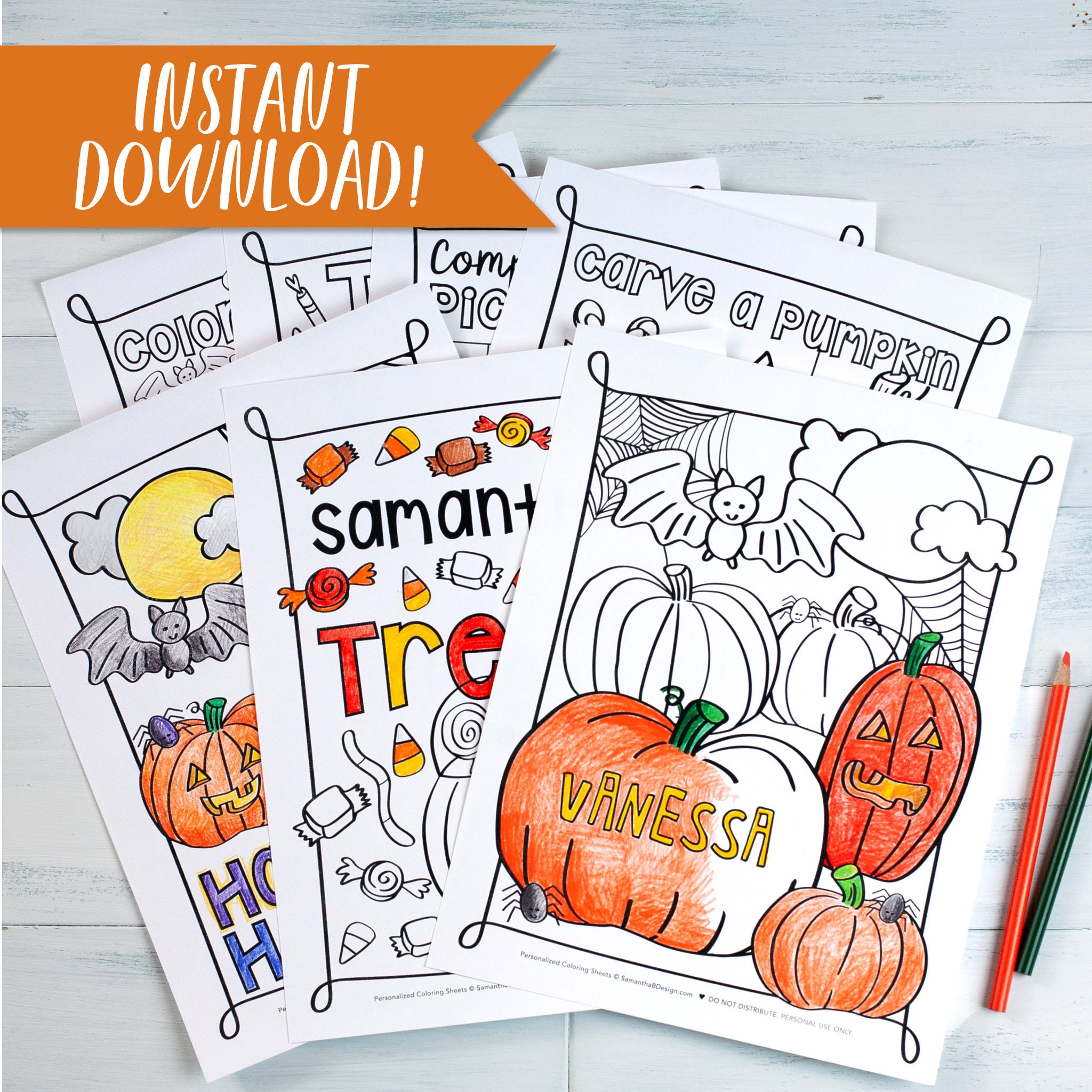 Personalized Halloween Printable Kids Activity and Coloring | Etsy