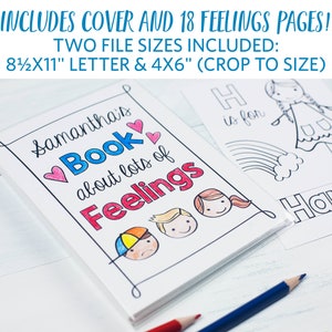 Feelings and Emotions Coloring Book / Personalized Feelings and Emotions Cards / PDF Download image 4