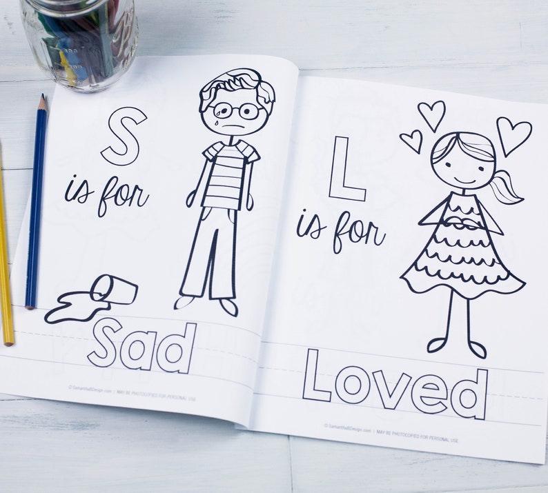 Feelings and Emotions Coloring Book / Personalized Feelings and Emotions Cards / PDF Download image 6