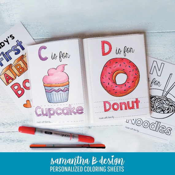 Personalized ABC Book Baby Shower Activity: Keepsake Coloring Pages (PDF Download)