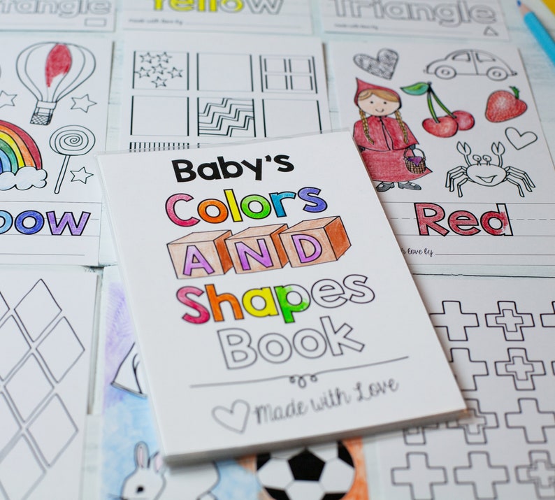 Baby's First Colors and Shapes Coloring Book / Personalized Baby Shower Activity / PRINTED 4x6 image 5