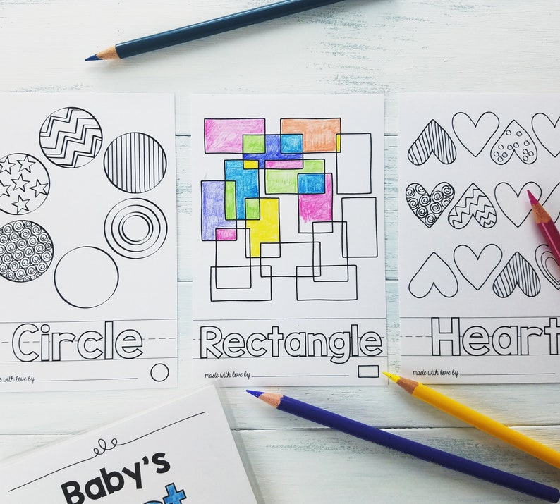Baby's First Colors and Shapes Coloring Book / Personalized Baby Shower Activity / PRINTED 4x6 image 4