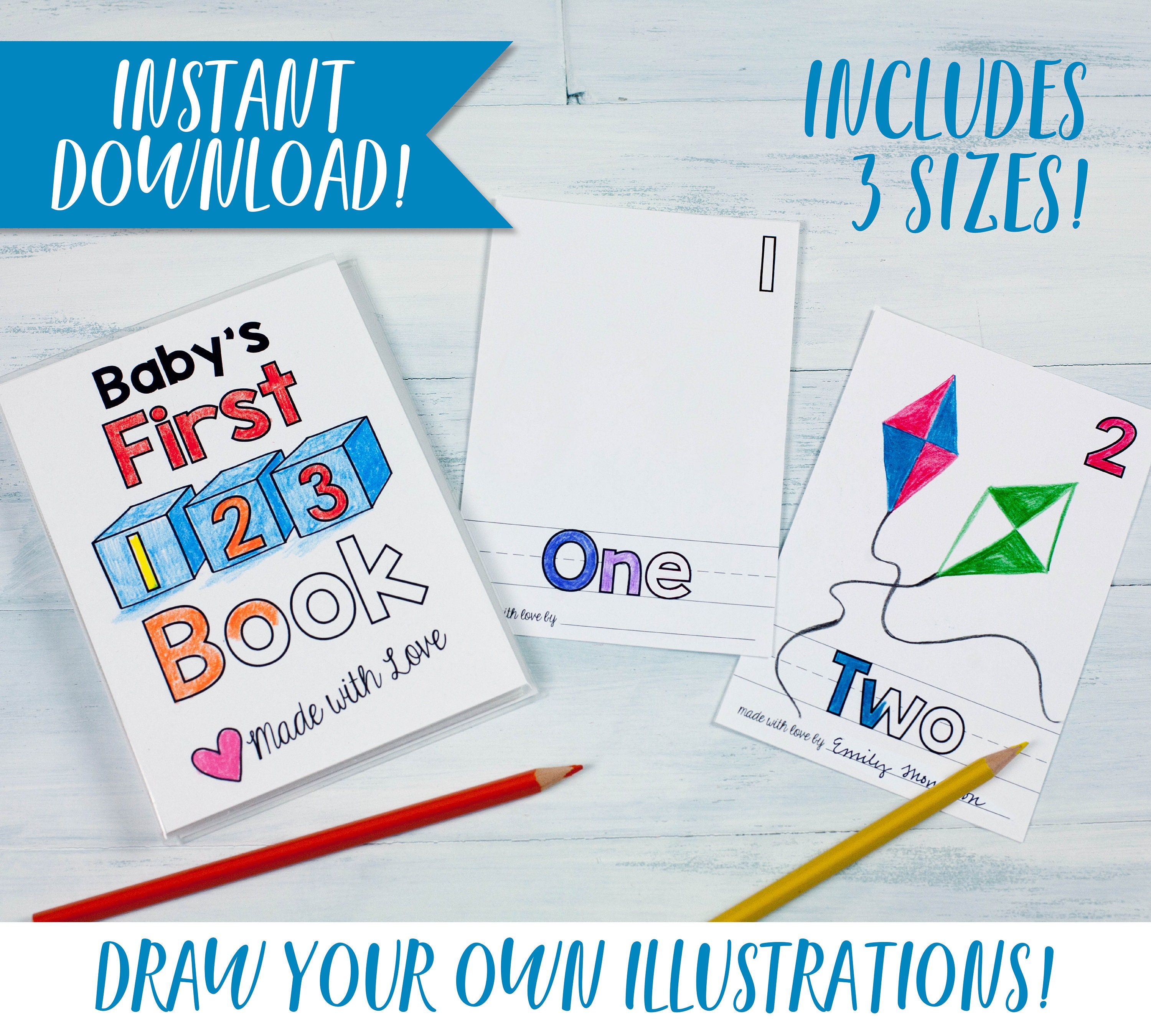 Download Numbers Book Printable Coloring Book Diy Baby Shower Activity Blank Version Pdf Download