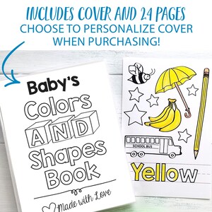 Baby's First Colors and Shapes Coloring Book / Personalized Baby Shower Activity / PRINTED 4x6 image 8