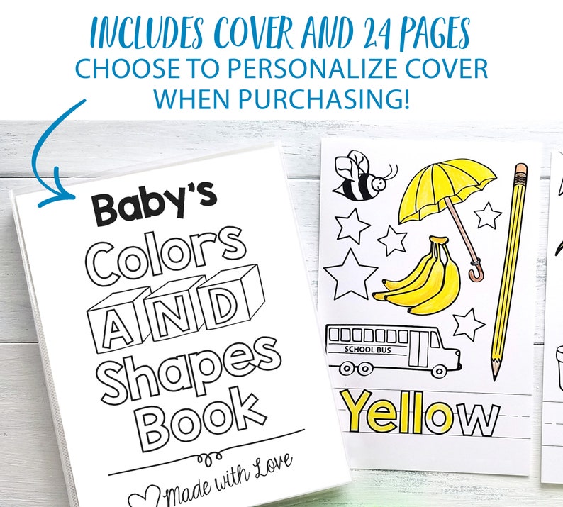 Baby's First Colors and Shapes Coloring Book / Personalized Baby Shower Activity / PRINTED 4x6 image 8