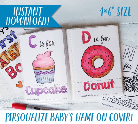 Download Abc Book Baby Shower Activity Personalized Alphabet Coloring Etsy