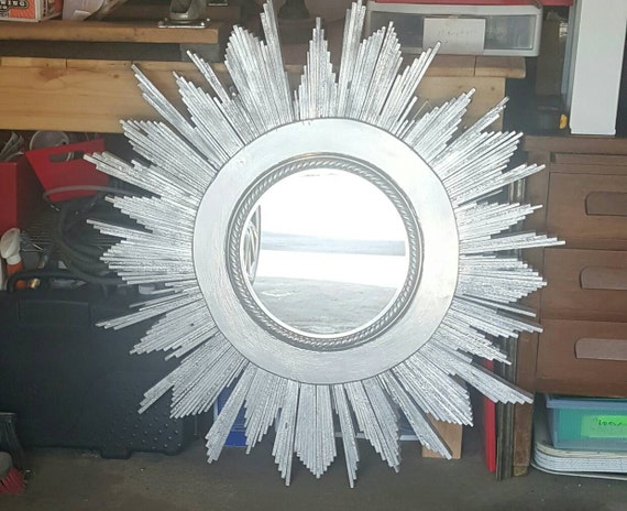 Handmade Silver Sunburst Mirror Wall Feature