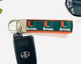 Miami Hurricanes College Key Chain Wristlet Key Fob