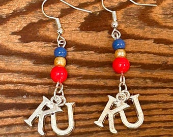 KU Jayhawks Game Day Silver Dangle Earrings