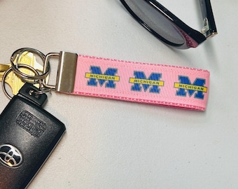 University of Michigan Key Chain Wristlet Key Fob - Pink