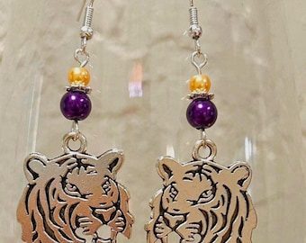 LSU Tigers Silver Charm Game Day Earrings
