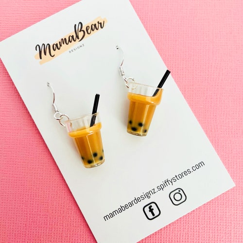 Bubble Milk Tea Boba Pearl Earrings Etsy Australia
