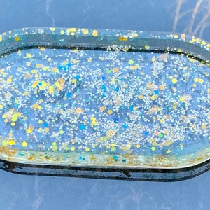 7 in oval dish - Jewelry Trinket Tray - Oval Soap Dish - Epoxy Resin Oval Tray - Resin Trinket Tray - Key Tray