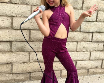 Selena Costume Purple  outfit Girls Size 6m,8m,12m,18m,2,3,4,5,6,7,8,10,12,14Y