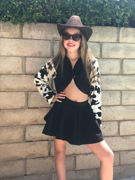 Selena Cow Print Cowgirl Costume Set for Girls Jacket Plus Skirt