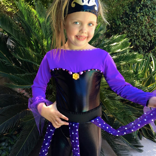 Ursula Costume Princess Witch Leggings Purple Top  for Girls Size 2T,3T,4,5,6,7,8,9,10Y