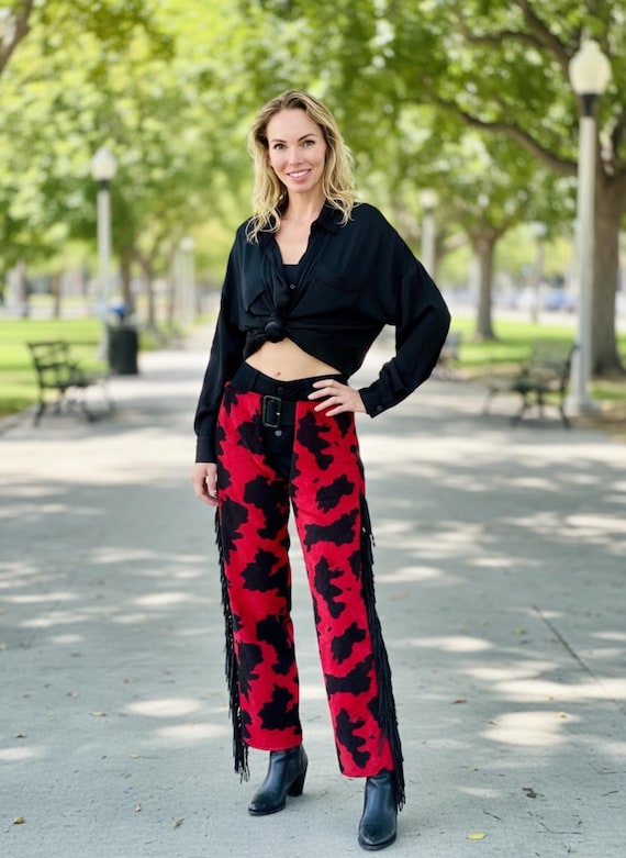 Cow Print Chaps for Women Halloween Costume Western Festival  display picture 3