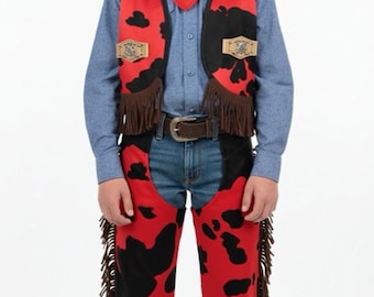 Vamei – Déguisement Cowboy Enfant – Chapeau, Gilet, Chemise, Bandana, Pantalon – 5 Pièces – 3 à 12 Ans – Carnaval Halloween