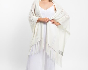 Chal de novia de angora blanco para boda, chal de noche, lana, angora, tejido a mano, ultra suave, para madre de la novia.