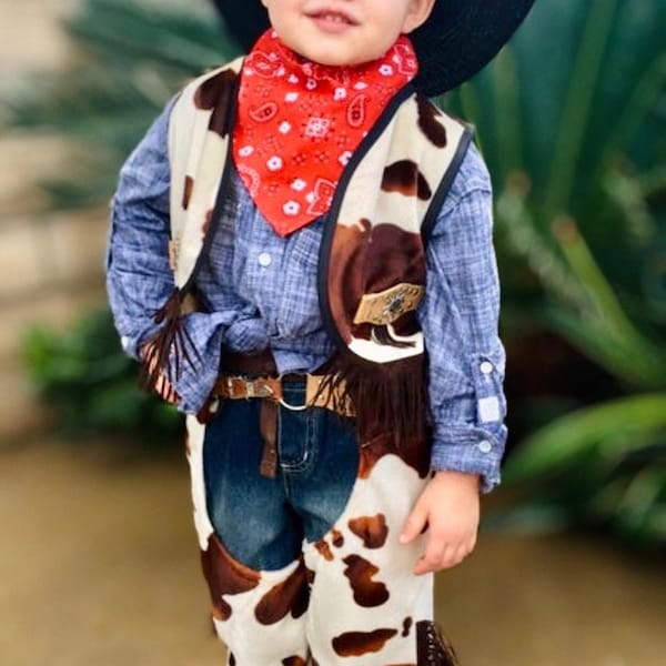 Cowboy Costume Set for Boys-Girls Custom Made Size 2,3,4,5,6,7,8,10.12Y