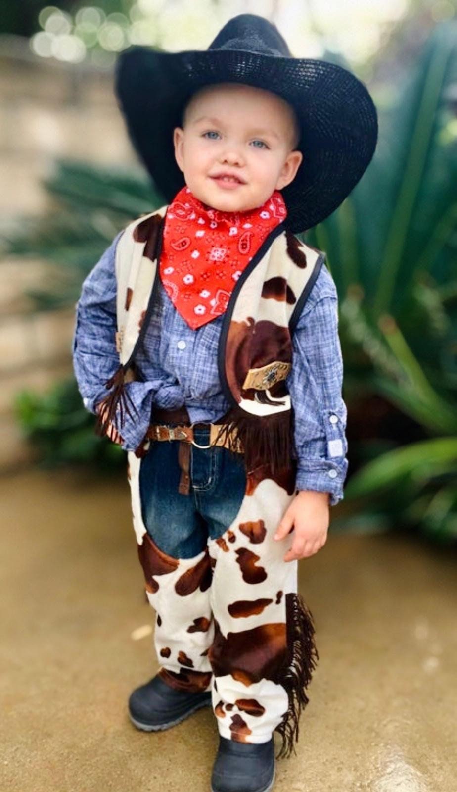 Vestiti per bambini Ragazzi Costume da cowboy per bambini Cosplay  Abbigliamento Set Gilet + pantaloni Pantaloni + sciarpa + cappello 4pcs  Abiti per