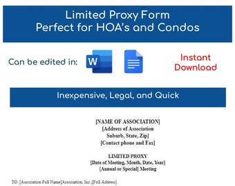 Limited Proxy Form (for HOA's and Condo Associations)