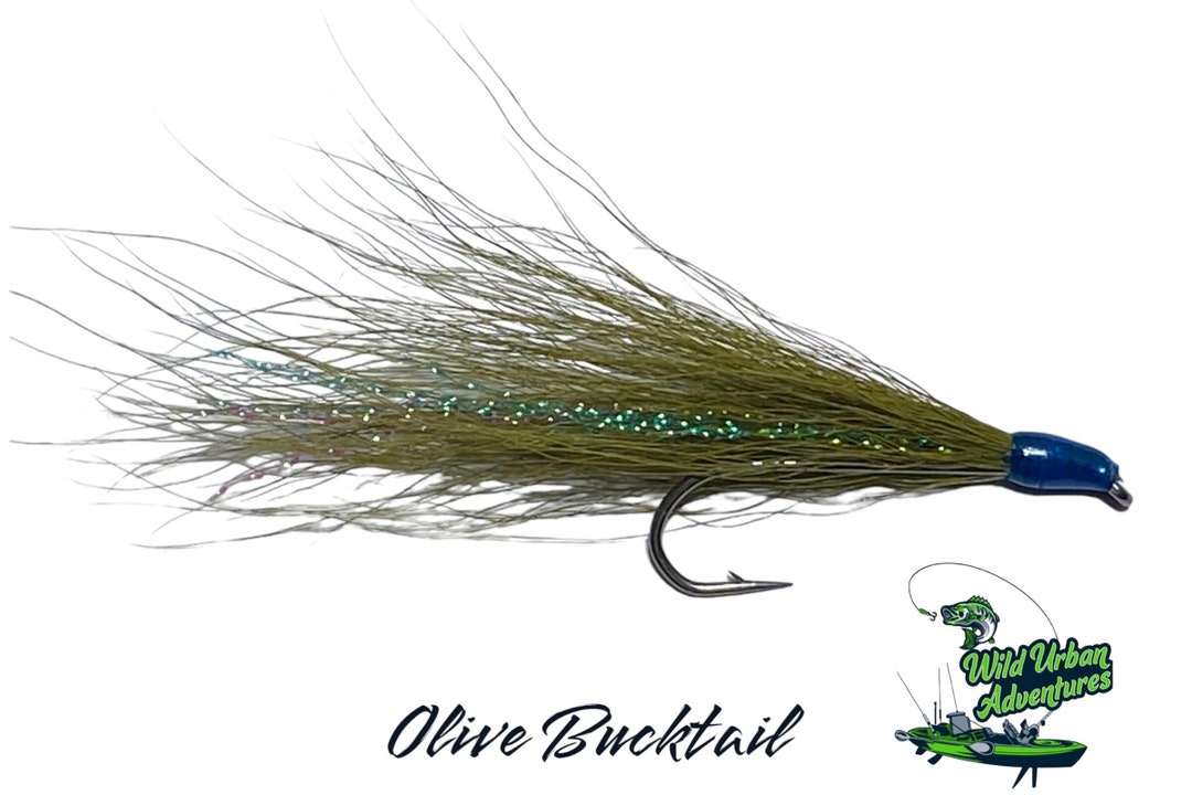 6pk Basic Olive Bucktail Whitebass and Walleye Streamer Flies Size 4 ...