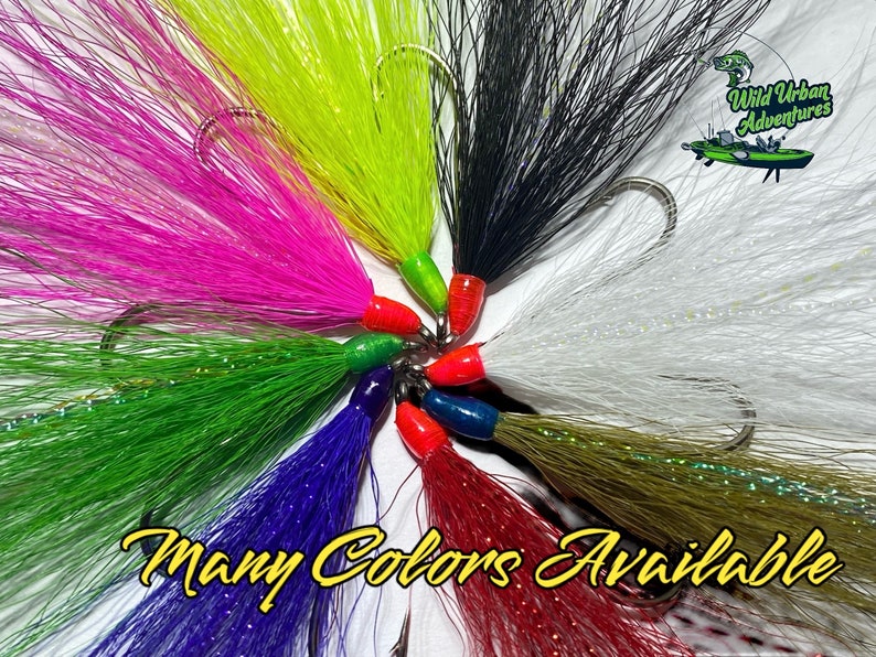 6pk Basic Olive Bucktail Whitebass and Walleye Streamer Flies Size 4 ...