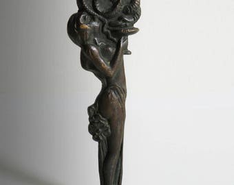 Bronze paper knife with sculpture - Art nouveau