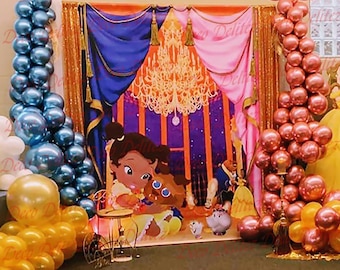 Beauty and the beast Backdrop Kids Birthday Party Baby Shower Photo Background
