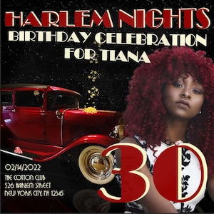 HARLEM NIGHTS Inspired INVITATION ; The Great Gatsby Invitation; New York Party; Harlem Nights Lady’s or Gentleman’s Invitation