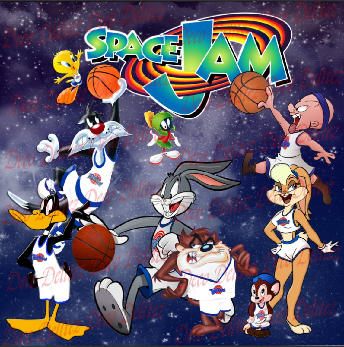 CARTOON SPACE JAM Backdrop The Squad Characters Backdrop Etsy