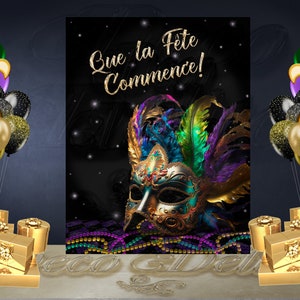 MASQUERADE PARTY Backdrop; Masquerade Birthday Party Backdrop; Sweet 16 Backdrop; Mardi Gras Celebration Party; New Orleans Party