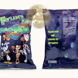 JAMMING IN SPACE Cartoon Inspired Chips Bag; Customized Birthday Chips Snack Bag/Party Favor; Digital File;
