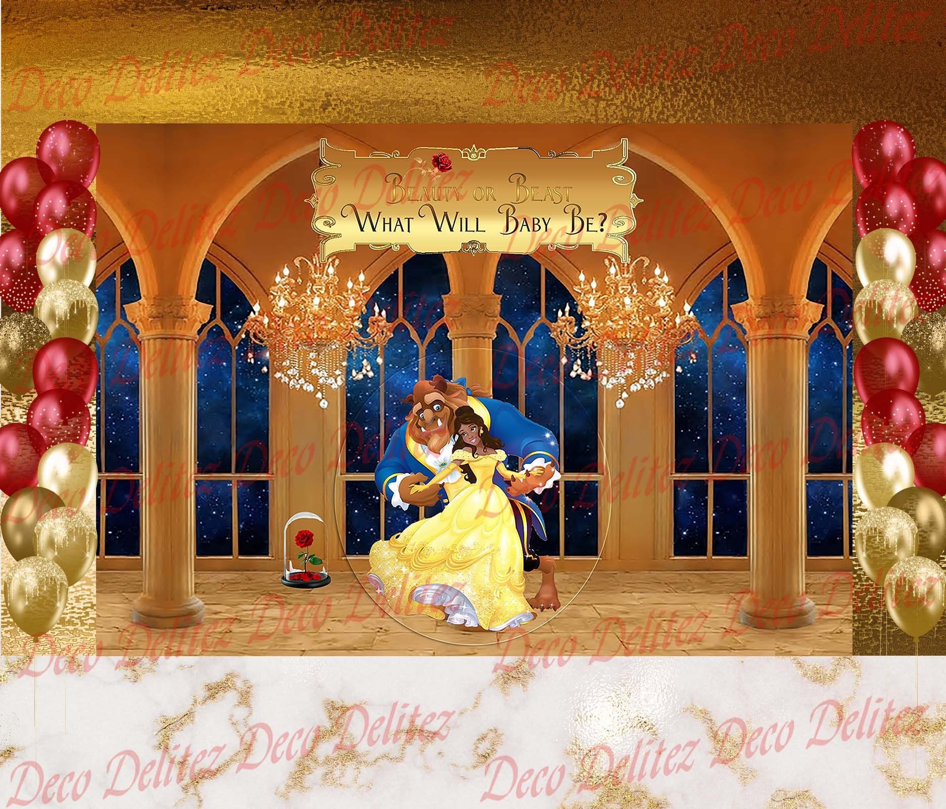 BEAUTY and The BEAST Inspired backdrop BELLE and the Beast | Etsy