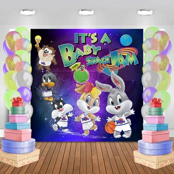 Custom Designed It's A BABY JAM With The GANG Party Backdrop; Baby Jam Baby Shower Backdrop; Cartoon Character ; Birthday Party Backdrop