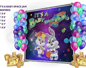 Custom Designed It's A BABY JAM With The GANG Party Backdrop; Baby Jam Baby Shower Backdrop; Cartoon Character ; Birthday Party Backdrop
