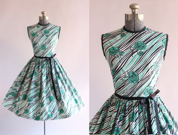 Vintage 1950s Dress / 50s Cotton Dress / Californ… - image 1