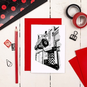Garage Glasgow Card - Muziekkaart - Glasgow-wenskaart - Garage Card - Schotse blanco kaart - Glasgow Garage - Glasgow Sketches