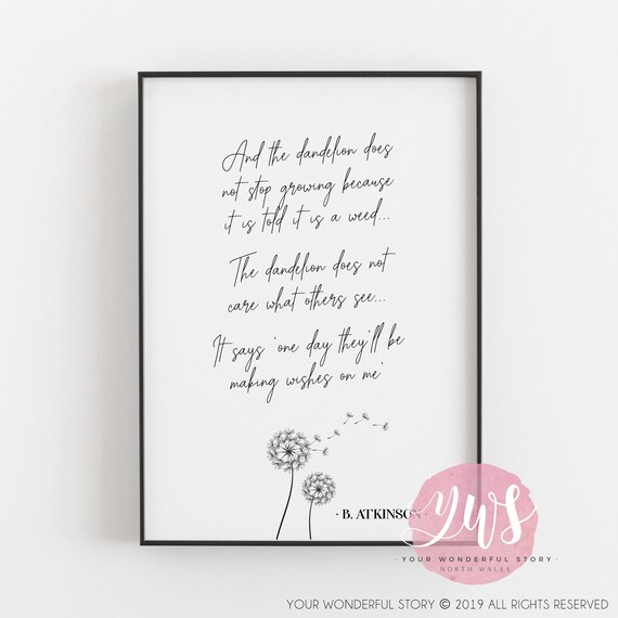 Impression De Citation De Pissenlit Etsy Impression De Citation De Pissenlit Etsy