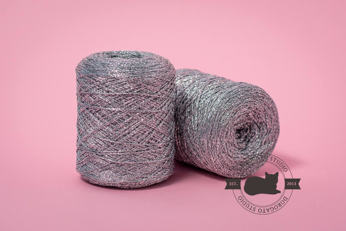 Silver metallic yarn Lame yarn sparkle silver yarn glitter Etsy